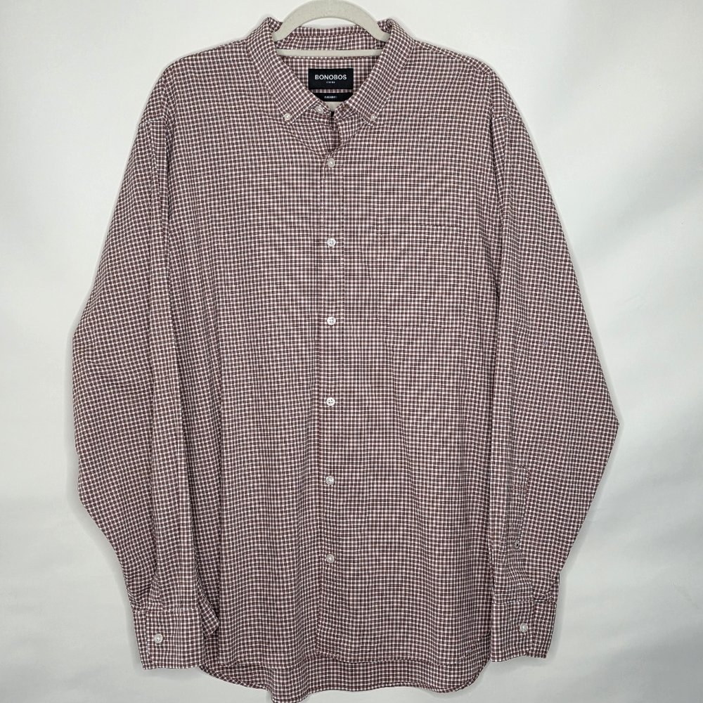 Bonobos Standard Fit Plaid Shirt Size XXL Long Sleeve Button Down with a Pocket
